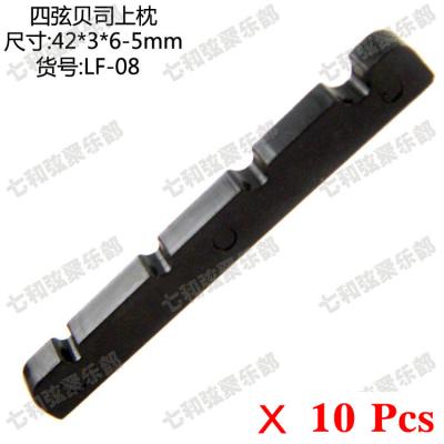 China Plastic 10 Pcs Black Plastic 4 String Slotting Bass Nuts  42mm x 3mm x 6mm-5mm   (LF-08-BK) for sale