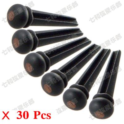 China Ebony 30 Pcs Black Ebony Guitar Bridge Pins For Flok Acoustic guitar With Inlaid mahogany Dot (SDLSMD-55 S D S 2 326) for sale