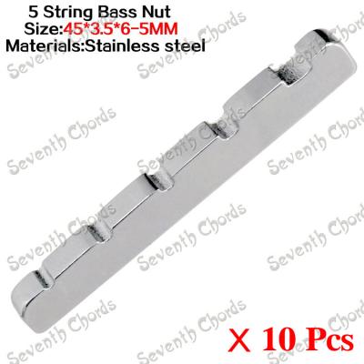 China Stainless Steel 10 Pcs Stainless Steel Bass Nut for 5 String Electric Bass Replacement Parts - Size 45 x 3.5 x 6-5mm for sale