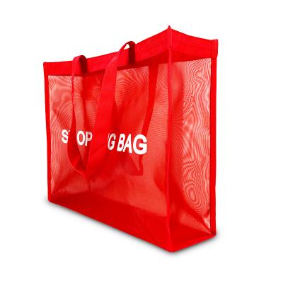 China 2021 Handled Customized Large Tote Nylon Mesh Beach Bag Tote Shopping Bag Toys Clothes Towel for sale