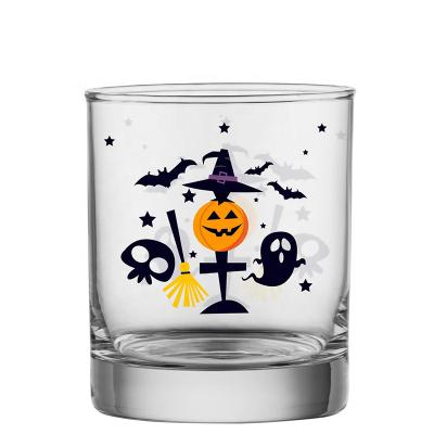 China Custom Logo 300ml Luxury Whiskey Glass Classic Double Old Fashioned Custom Whiskey Rock Glass for Halloween Christmas Holidays for sale