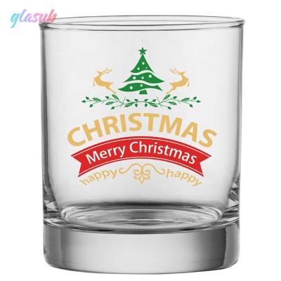 China Custom Logo Printing 10oz 300ml Old Fashioned Double Custom Logo Printing 10oz Cocktail Liquor Whiskey Tumbler For Christmas Holiday for sale