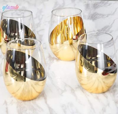 China Modern Copper Stemless Wine Glasses Gold Silver Viable Luxury Red Wine Glass For Christmas Festival Home Decoration for sale