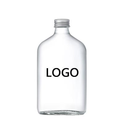 China 200ml 250ml 500ml Clear Aluminum Flat Sublimation Drinks Water Bottle 200ml 250ml 500ml Empty Glass Juice Wine Sealed Bottle Lid 350ml for sale