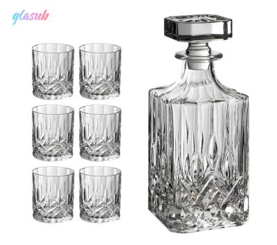 China Classic Whiskey Glass With Thick Bottom Custom Stylish Creative Clear Diamond Glasses Whiskey Glasses Gift Logo Diamond Old Fashioned Glass Sublimation Set for sale