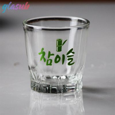 China Wholesale Custom Sublimation Engraved Logo 2oz Shot Glass Clear Soju Shot Glass Mini Glass Cup Soju Shot Stylish For Korean Soju Whiskey Liquor for sale