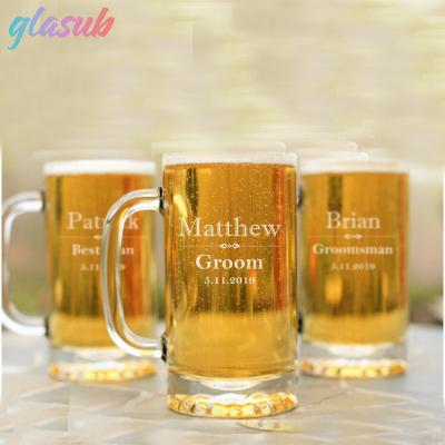 China Sustainable 35oz Customized Extra Large Sublimation Oktoberfest Beer Mug Tall Glass Mugs With Handle Clear Jumbo Beer Glasses for sale