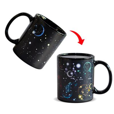 China Viable Black Color Changing Ceramic Mug 11oz Custom Sensitive Empty Coffee Mug Logo Magic Mug Sublimation Heat With Handle For Coffee for sale