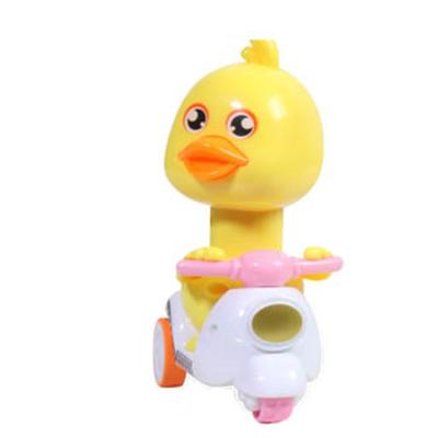 China Small Plastic Yellow Duck Cartoon Motorcycle Toy Rubbing Car Pull Back Car Toy for sale