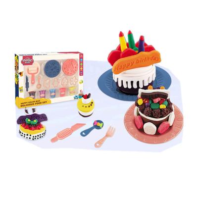 China Reusable New children's color clay play house toy fruit cake set plasticine DIY clay decompression toy for sale