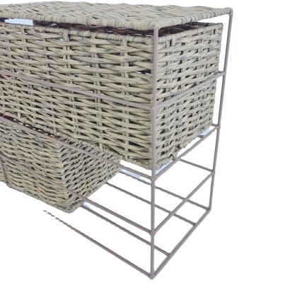 China Sustainable Universal Kitchen Storage Basket Holder Rectangular 2 Layer Handmade - Woven Storage Basket for sale