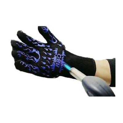 China Easily Cleaned Custom Logo Food Grade Anti-Heat Silicone Grill Kitchen Cooking BBQ Heat Resistant Gloves for sale