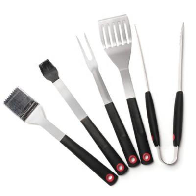 China Hot Selling Easily Cleaned BBQ Tool Kit BBQ Grilling Accessories with Stainless Steel Grill Spatula, Fork, Brush and BBQ Tongs for sale