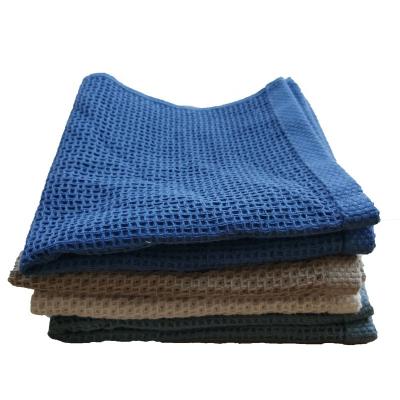 China Durable Super Absorbent Blue Dish Cloth Kitchen Waffle Weave Cotton 100% Universal Quick Dry Microfiber Cloth for sale