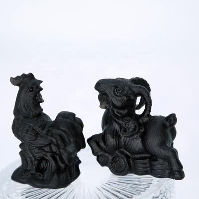 China Jiangsu Crystal Carved Animals Shape Chinese Crystal Sculptures Carved In Black Obsidian The Twelve Zodiac Signs For Crafts for sale