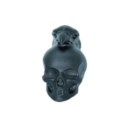 China China Wholesale Hot Sale Natural Hand Carved Crystal Black Obsidian Eagle Head Skulls For Home Decoration for sale