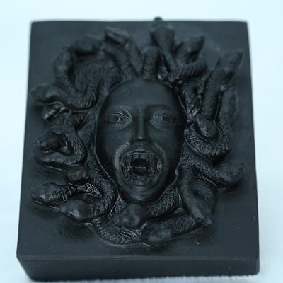 China Europe Wholesale Hot Selling Natural Obsidian Carved Crystal Crafts Snake Queen Medusa Processing Decoration for sale