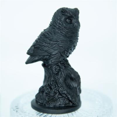 China Wholesale Natural Black Obsidian Quartz Crystal Healing Carving Owl For Decoration Gifts From Europe for sale