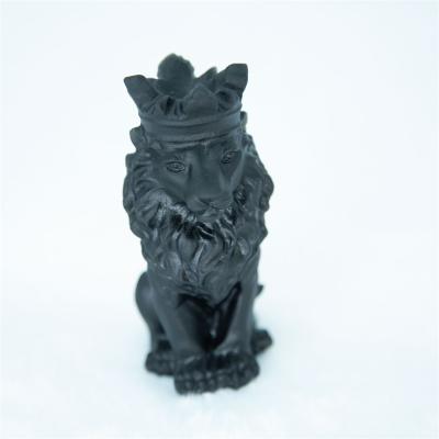 China China Wholesale Quality Natural Obsidian Carved Lion King Ornaments Desktop Ornaments Healing Obsidian Carved Lion for sale