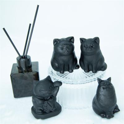 China Europe Wholesale High Quality Natural Hand Carved Meditation Crystal Healing Cat Fortune Obsidian Elf Stone Decoration Gifts for sale