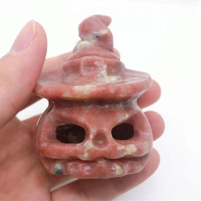 China China Wholesale Natural Crystal Energy Pumpkin Ghost Stone Head Carved Processing Decorative Stone for sale