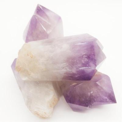 China China Wholesale Natural Amethyst Double Tip Healing Lucky Stone Home Decor for sale