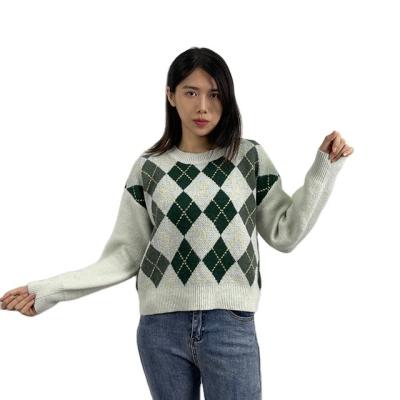 China Anti-wrinkle pattern Korean style geometric mohair knitted cardigan women fall beautiful sweater for sale