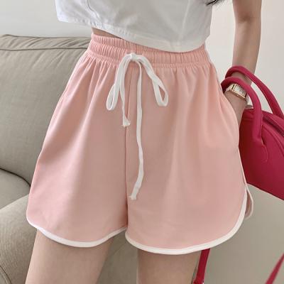 China Anti-wrinkle cotton high quality women waisted shorts biker top shorts new summer fashion girls drawstring sports shorts for ladies for sale