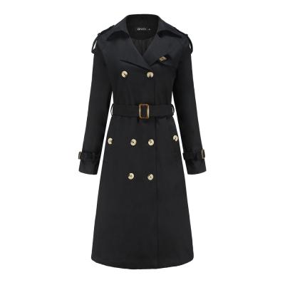 China Custom Wholesale OEM Anti-wrinkle Winter Ditch Coat With Cross Belt Solid Color Long Ditch Coat Women High Quality for sale