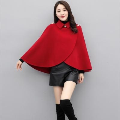 China Wholesale Breathable Warm Short Cape Fashionable Streetwear Ladies Loose Woolen Cape Coat Winter Women High Quality Woolen Cape Coats for sale