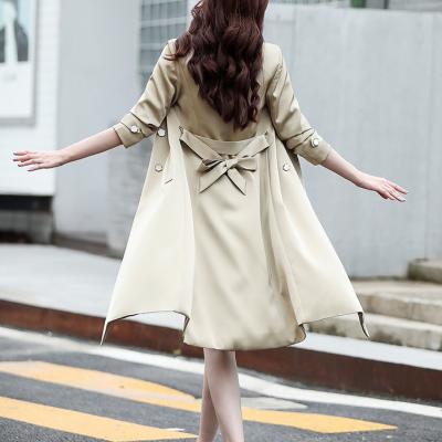 China Autumn Korean Coat Anti-wrinkle Fashion Elegant Lady Double-Breasted Fitted Trench Coat Logo Long Trench Winter Coats Custom Made For Women for sale