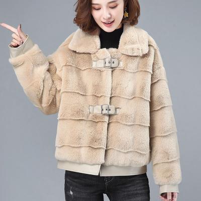 China Custom Breathable Winter Coat Turn Down High Quality Plush Faux Fur Coats Women Long Sleeve Faux Mink Fur Coat With Pocket For Ladies for sale