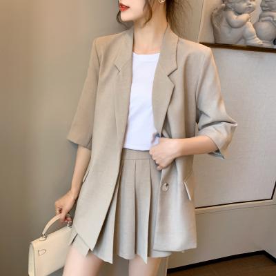 China QUICK DRY Blazer Skirt Set Women 2 Piece Blazer And Pleated Skirt Set Korean Style School Ladies Girls 2 Piece Pleated Mini Skirt Set for sale