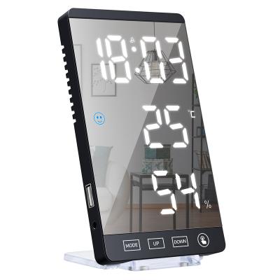 China Antique Style USB Power Supply Square Energy Smart Mirror Show Digital LED Clock Nap Double Alarm Clock For Kids Home Living Room for sale