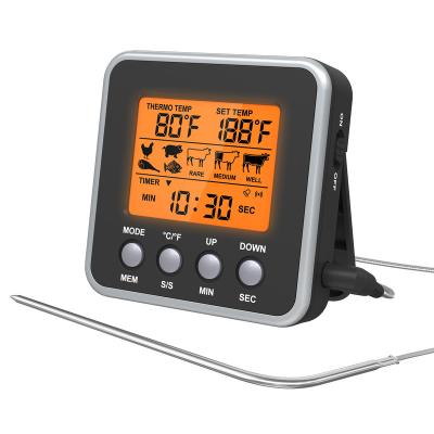 China Instant Digital Cooking Thermometers Indoor Kitchen Meat BBQ BBQ Thermometer with Timer Alarm Backlight for Food Temperature Measurement for sale