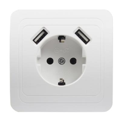 China Commercial Dual USB Port Socket 5V2A 250V European Standard B001 Wall Usb Outlet for sale