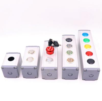 China PC Switch Emergency Stop Box Operation Metal Button Box 16MM19MM22MM Control Box for sale