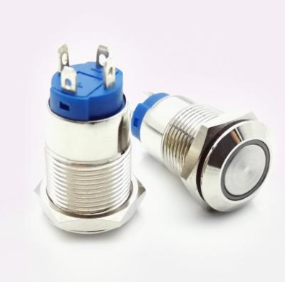 China Nickel Plated Copper Reset Self-locking Push Button Switch LED Lighted Switch 12MM Metal Button Waterproof Switch for sale