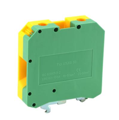 China PP Fast Terminal Blocks Japanese Din Rail Earth Terminal Blocks USLKG 50 PE Terminal Blocks for sale