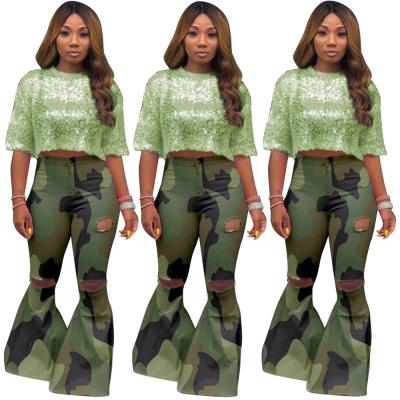 China YH camouflage QUICK DRY bellbottoms casual wide-leg pants for sale