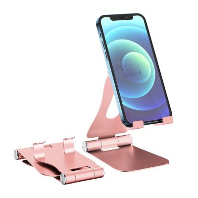 China Mobile Phone Tablet Adjustable Desktop Folding Supports Stand Aluminum Alloy Mobile Phone Desk Holder For iPhone iPad for sale