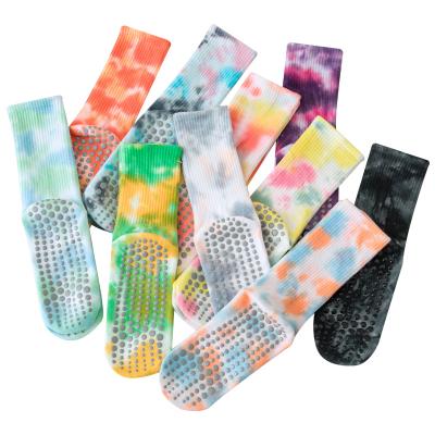 China Non-slip Women's Breathable Pilates Fitness Sports Floor Grip Booties Tie Dye Yoga Socks for sale