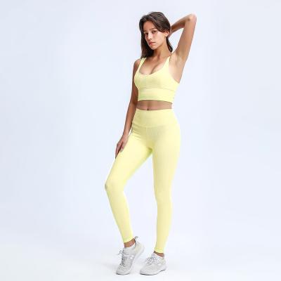 China Antibacterial Fitness Wear Sports Yoga Bra And Leggings Set Custom Workout Apparel Plus Size Yoga Equipment Suit For Women for sale