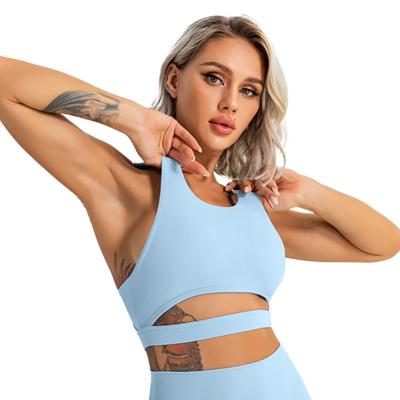 China Wholesale Sexy QUICK DRY Ladies Reusing Fabric Workout Sports Bra Crop Tops Fitness Knit Gym Yoga Invest Stretch Womens Tank Tops for sale