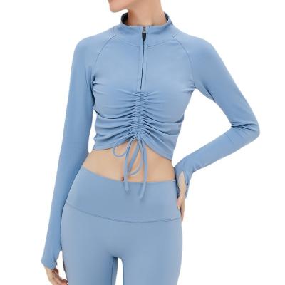 China Quick Dry Breathable Yoga Zipper Sports Women Running Jackets Sheath Long Lady Outdoor Yoga Running Jacket Fitness Gym Training Coat for sale