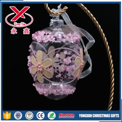 China China Hand Decorative Hanging Brown Clear Glass Eggs Painted With Flower Easter Ornaments for sale