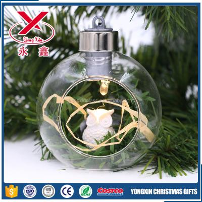 China China LED Glass Ball Open Christmas Lighted Glass Ball Clearly With Resin for sale