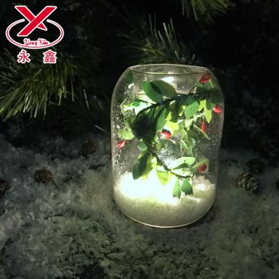 China Christmas Decoration Supplies Wholesale Ornaments LED Clear Blown Glass Candle Holder for sale