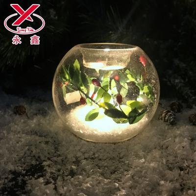 China Christmas Decoration Supplies Decorative LED Clear Candle Holder Christmas Lights Glass Candle Jars for sale