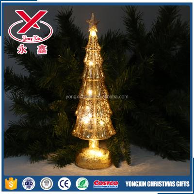 China 2017 New China Hand Blown Glass Mini LED Lighted Christmas Tree With Base And Star for sale